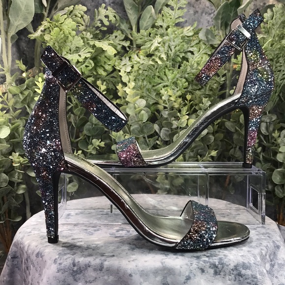 Brash Iridescent Crystal Crush One-Band 3.5” Heels w/Ankle Straps WMS 8M✨NEW✨ - Picture 4 of 9